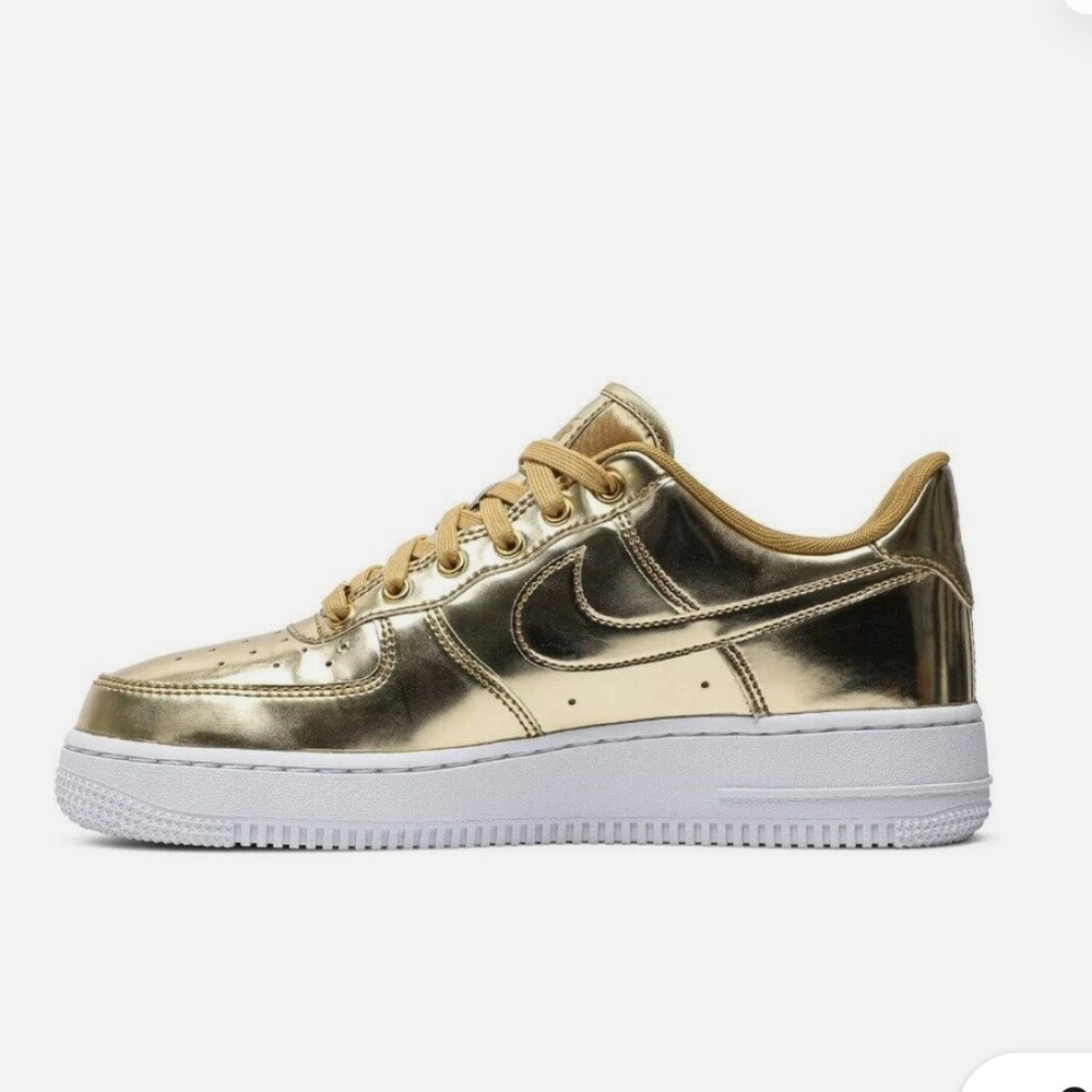 Nike Air Force 1 SP 'Liquid Metal Gold' CQ6566-700-Low top board shoes Womens 7